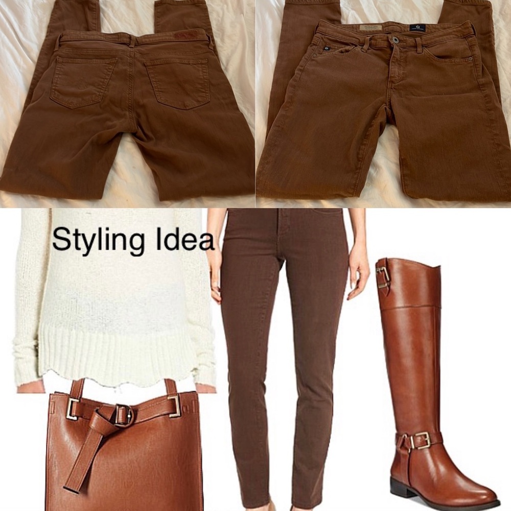 SALE!! DEAL!! AG ADRIANO GOLDSCHMIED “Stevie Ankle” Stretch Jeans in Brown